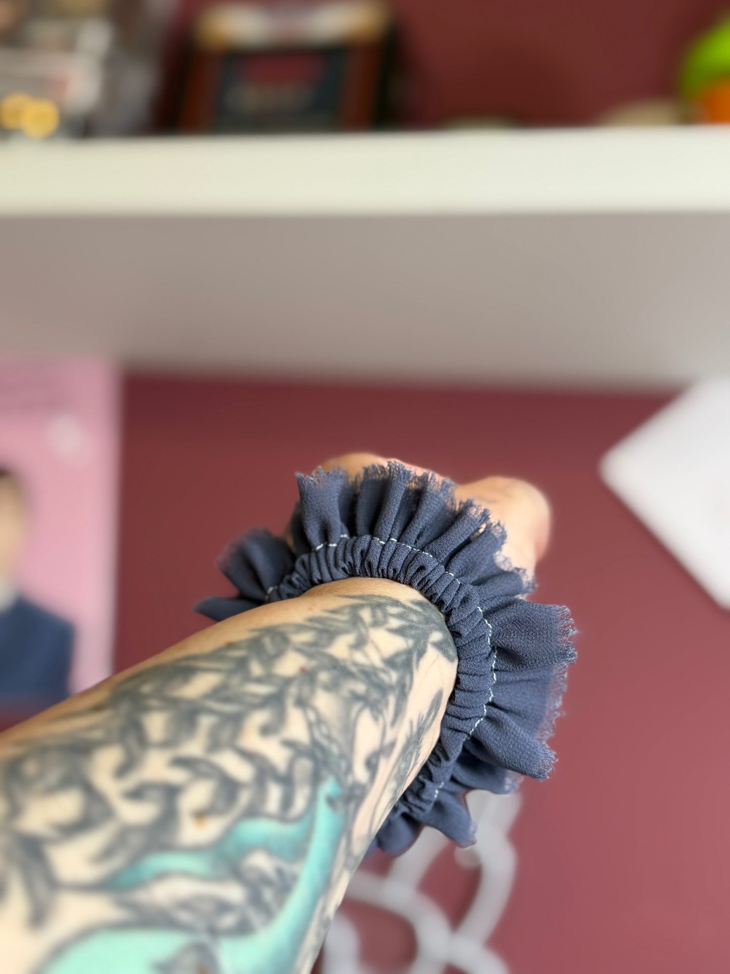 Ruffle Scrunchie - Navy
